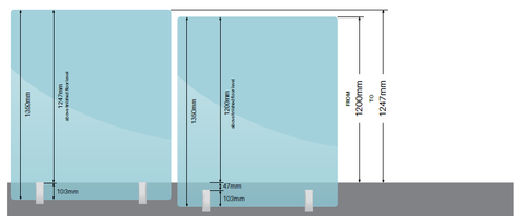 1350mm high Glass Pool Fence Panels.  Choose your width,