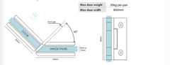 135 Degrees Frameless Shower Screen Glass to Glass Hinge - Matt Black