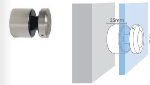 Standoff Glass Pin Fixed Stainless Steel 316, 38mm and 50mm diameter,choose body