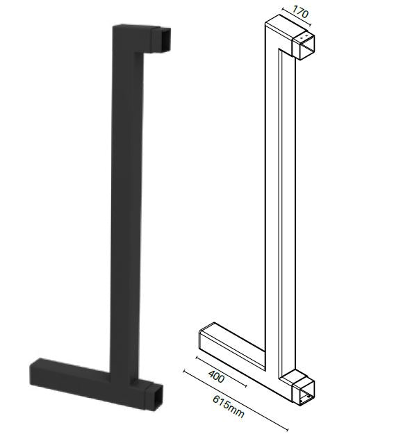 Vertical gate stile with extended bottom rail 1640MM OR 1940MM H