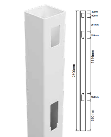 127MM X 127MM 2 way PVC fence post – Slat top 2500MM LONG, 7 Year Warranty