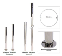 50.8mm Diameter MOD50 posts & tube SS316L - various lengths