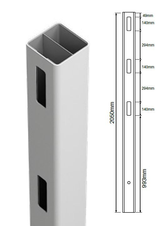 Heavy Duty 127MM X 127MM 1 way gate post - 3 Rail  Hampton Fencing Post