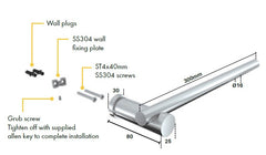 Pillar Hand Towel Rail ROUND PROFILE Chrome, Brushed Gold, Black, White, Satin