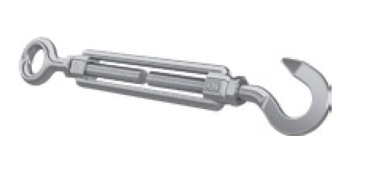 Hook to eye turnbuckle M5 Stainless Steel 316 with locking nut