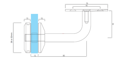 EURO OFFSET SOHO BRACKET - ROUND STAINLESS STEEL 316