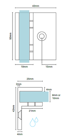 Brushed Nickel Shower Screen Wall Bracket,  Offset Wall bracket