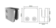 2 x Slimline clamp - Square front, flat back SS2205