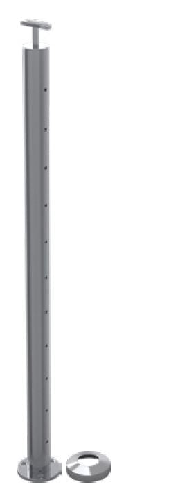 MID POST 50.8mm drilled & base plated post for Wire balustrade