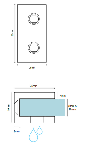 Brushed Nickel Glass Shower Screen Wall Bracket