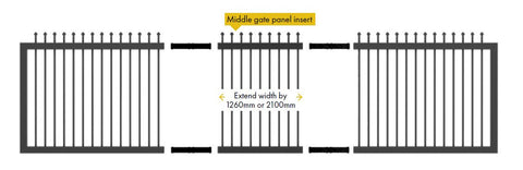 Zeus steel middle sliding gate panel 1790MM or 2090MM H x 1260mm W or 2100mm W