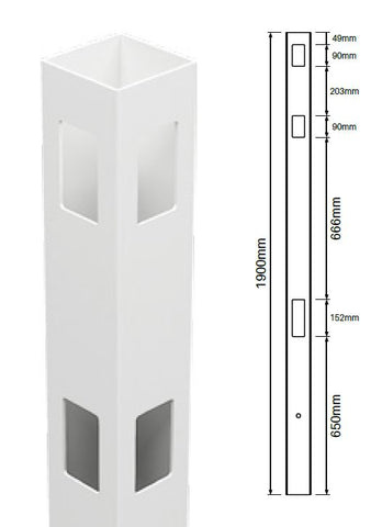 102MM X 102MM 90° post - Semi privacy Hamptons fence post, 7 year Warranty