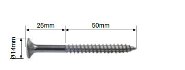 Bugle batten screw 75MM LONG - SS316 (Hex head drive)