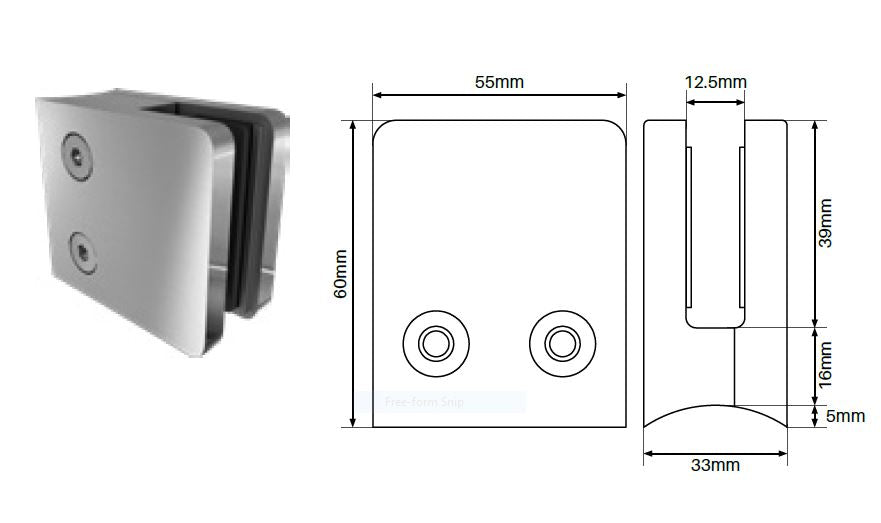 Square front, round back clamp SS2205