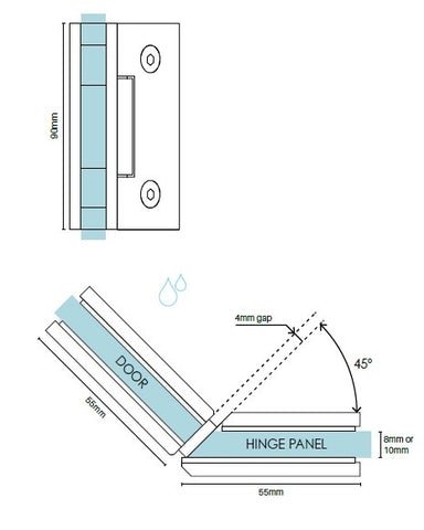 Chrome 135° glass to glass hinge Frameless shower screen hinge