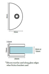 Purity Showerscreens Round Wall Bracket - Matt Black