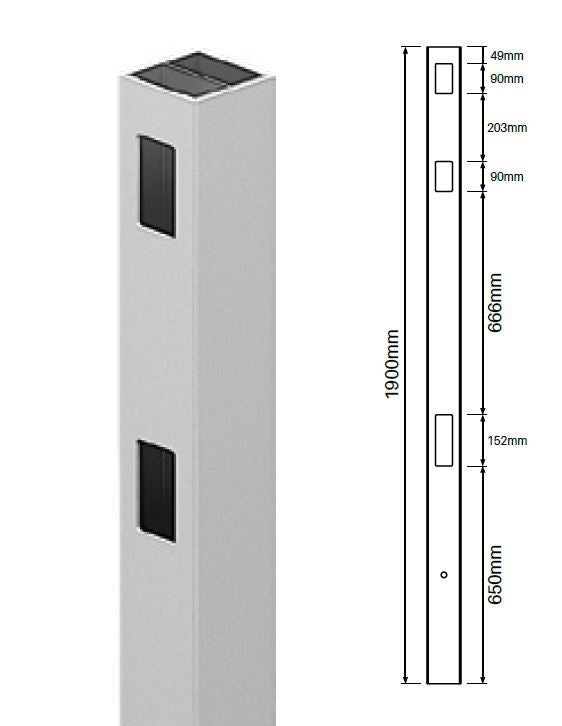 102MM X 102MM 1 way gate post - Semi privacy Hamptons Gate Post, 7 year Warranty