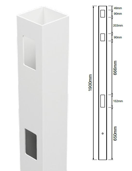 102MM X 102MM ONE WAY POST - SEMI PRIVACY HAMPTONS FENCE POST, 7 Year Warranty