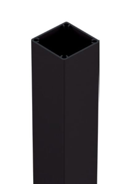 Black 65x65mm Aluminium Post - 2400mm with top cap, 3mm wall thickness, heavy duty