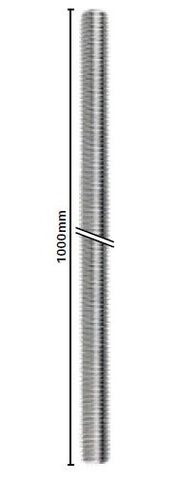 1000mm threaded rod M12 thread - SS304