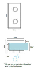 Wall Bracket for Frameless Shower Screen Glass - Matt Black