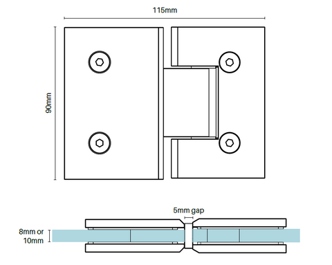 Brushed Nickel Shower Screen Hinge Glass to Glass hinge