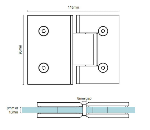 Glass to Glass Frameless Shower Screen Door Hinge - Brushed Brass / Satin Gold