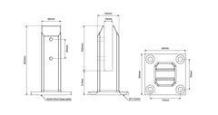 Pool Fence Spigot Madrid, Base plated square spigot, with domical cover.