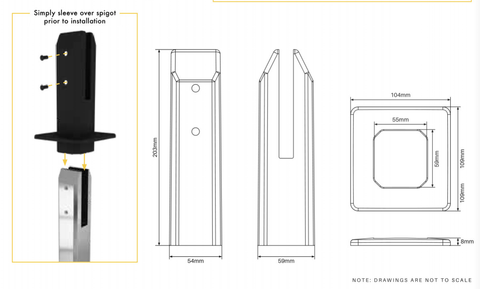 White Pool fence spigot, doesn't require earthing. Core drill or base plated fixing type