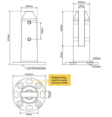 White Round Base plated pool spigot DOUBLE FRICTION Includes domical cover, 2205 Stainless Steel