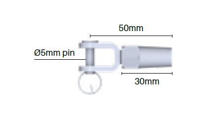 Swageless fork terminal   3.2mm  Stainless Steel 316