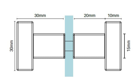 Square recessed knob for shower door - Matt Black