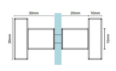 Square recessed knob for shower door - Chrome
