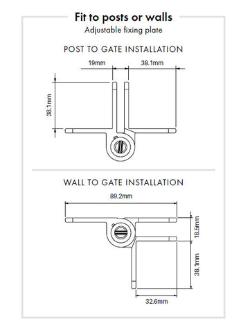 White Kwik Fit® Aluminium hinge pair ADJUSTABLE TENSION