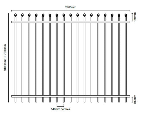 Zeus aluminium panel 1800MM OR 2100MMHx 2400MM W