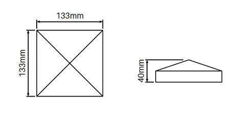 Slimline tapered cap for PVC fence post for 127 x 127mm post.