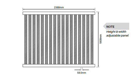 White PVC Vertical paling panel kit 2388mm x 1800mm, picket fence, 7 Year Warranty