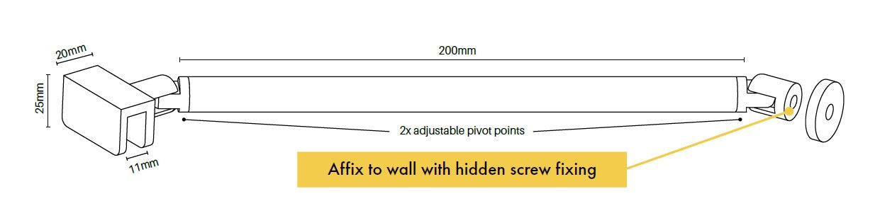 Purity Showerscreens adjustable arm bracket SMALL ARM BRACKET - Chrome