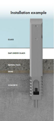 Madrid Extended Pool Fence Spigot with Dress Ring -   Duplex SS2205,