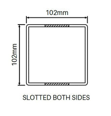 102mm X 102mm,  2 Way Inline Post - Semi privacy Hamptons fence post, 7 Year Warranty