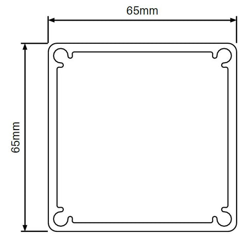 Black 65x65mm Aluminium Post - 2400mm with top cap, 3mm wall thickness, heavy duty