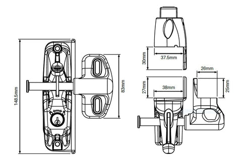 Lokk Latch® deluxe KEYED TO DIFFER Deluxe Lockable Latch from both sides of gate