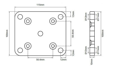 65x65mm post base plate set POWDER COATED ALUMINIUM