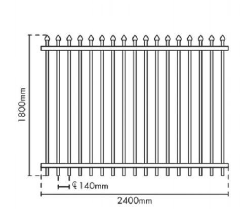 Spear Top Black Heavy Duty Security Steel Fencing Fence Panels, Black