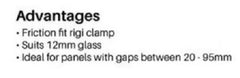 Rigi Clamp180 Degrees , Glass to Glass Pool Fence Connector Clamp Bracket - For 12mm glass