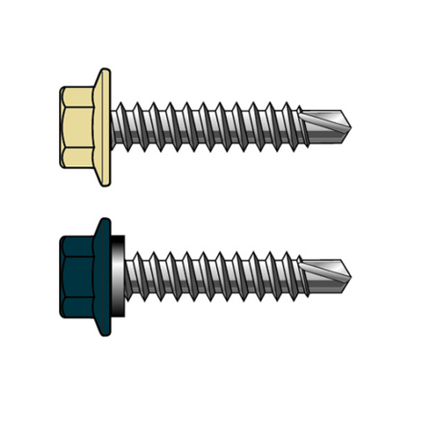 Hex Head Self Drilling Screw Tek Screw , Bags of 100, 12g x 20mm, choose colour