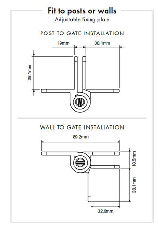 Kwik Fit® Aluminium hinge pair ADJUSTABLE TENSION