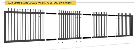 Zeus steel middle sliding gate panel 1790MM or 2090MM H x 1260mm W or 2100mm W