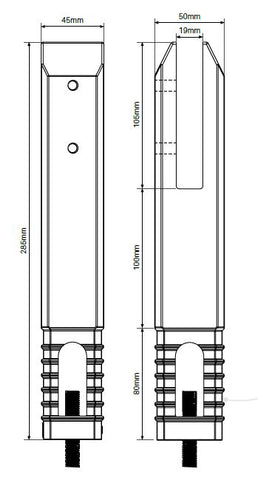 Madrid Extended Pool Fence Spigot with Dress Ring -   Duplex SS2205,