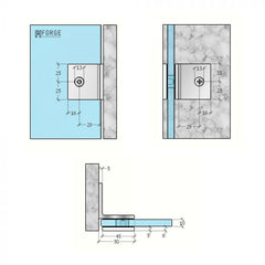BRACKET SQUARE GLASS TO WALL 90 Degrees ANTIQUE BRONZE